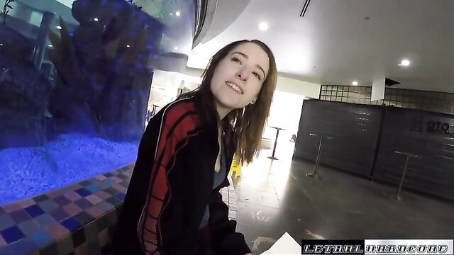 Alice in tracksuit smiles at POV camera by pool in Lethal Hardcore preview