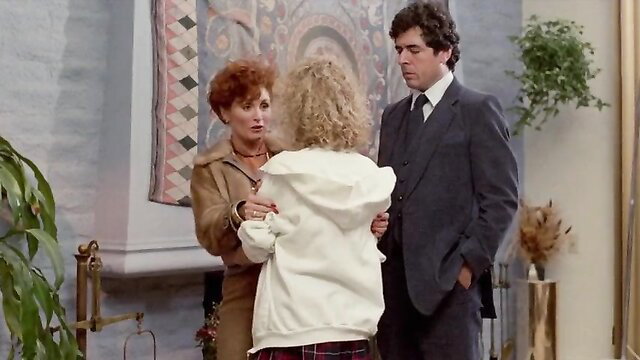 Taboo IV 1985 threesome with redhead, blonde teen, suited man hugging