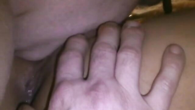 Closeup of man fingering wet shaved pussy, squirting juices dripping