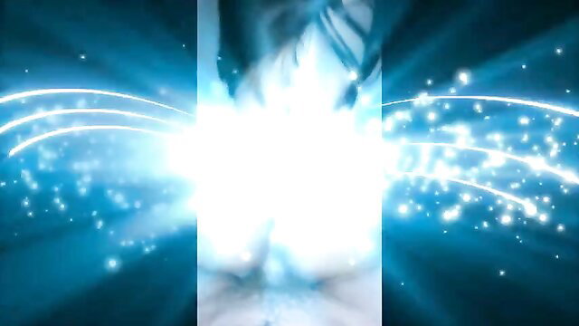 Hot Brazilian babe explosive orgasm in blue neon glow