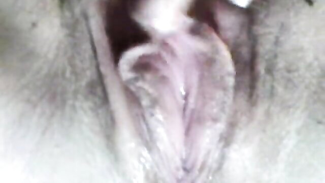 Close-up of wet shaved pussy lips spread for real orgasm