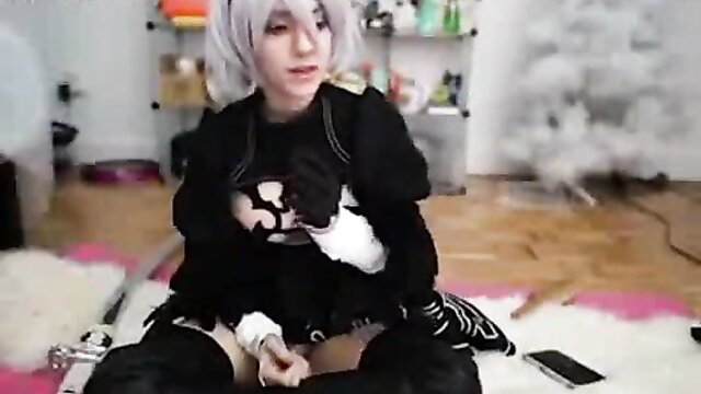 Lana Rain hot 2B cosplay camshow solo tease