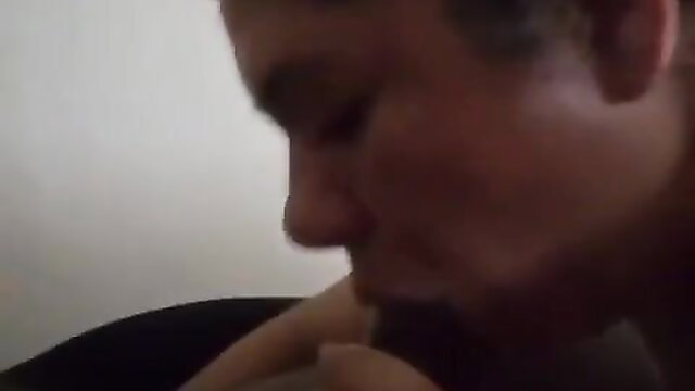 Man deepthroating woman in early morning amateur blowjob closeup