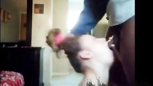 Wife's face pumped deep by BBC in amateur throat fuck