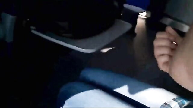 Amateur Italian train blowjob closeup, hand gripping cock