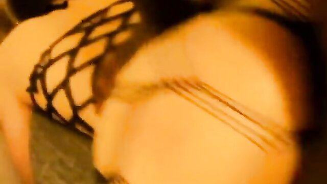 Carolinaxx in fishnet lingerie showing huge ass, Blacked interracial
