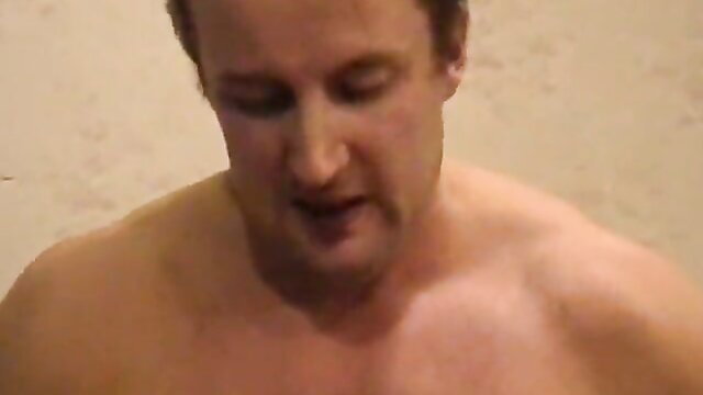 Shirtless mature man closeup in amateur threesome video thumbnail