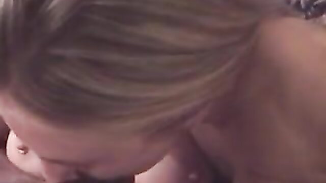 Heather Brooke closeup face during blowjob, cum on lips