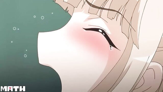Close-up of cute anime girl's blushing face with glossy lips in JAV clip