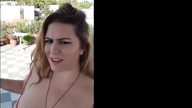Sexy BBW London Andrews topless outdoor tease