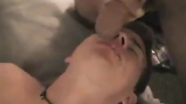 Close-up gay cumshot on face, man kissing cum-covered mouth