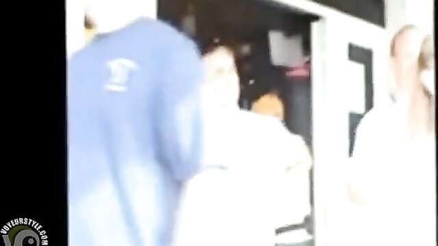 Blurry amateur group in short petticoat no pants upskirt tease