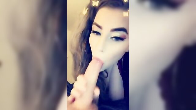 Amelia Skye deepthroats cock closeup for boyfriend's birthday
