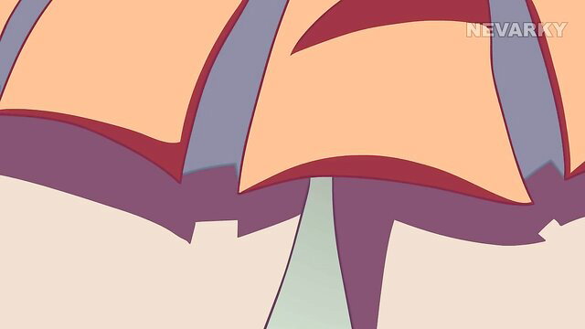 Animated gender bender girl with orange hair under giant mushroom