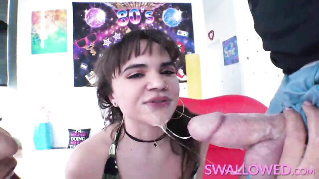 Roxie Sinner swallows thick cock in Swallowed BJ boot camp