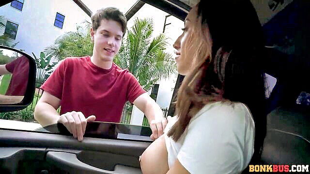 Kira Perez Asian babe tit exposed in car by street guy
