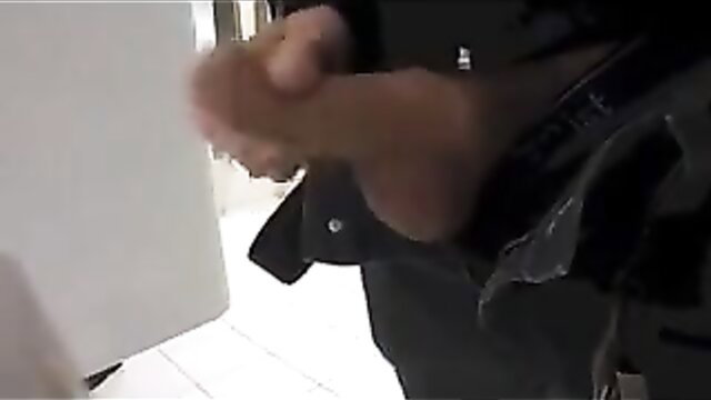 Asian woman bare foot soles in public toilet cruising tease