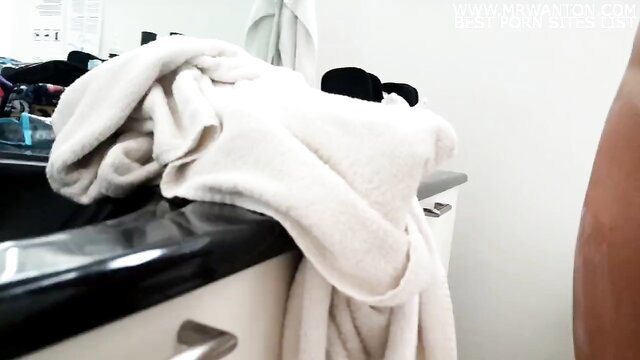 Sexy amateur wife nude in steamy shower bathroom tease