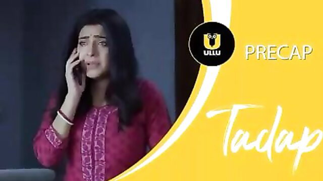 Desi Indian woman in pink embroidered dress on anxious phone call, Tadap precap