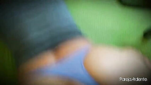 Blurry closeup of woman's big blue panty ass bent over in amateur sex