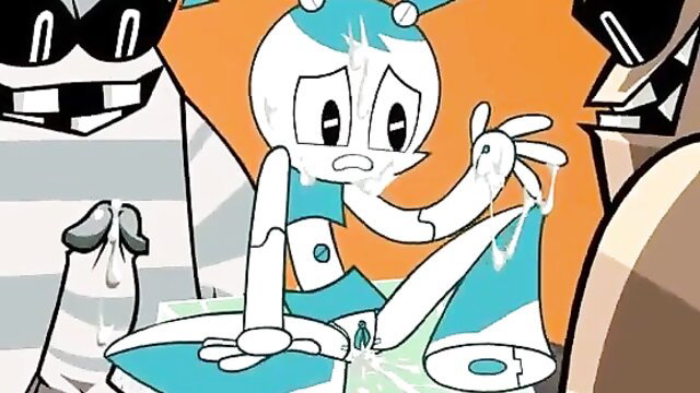 Jenny Wakeman robot covered in cum, shocked face closeup