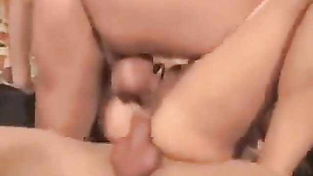 French swingers party closeup of woman stroking balls and cock