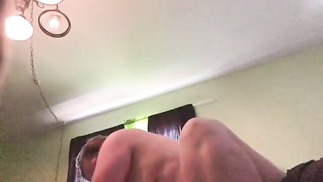 POV closeup of plump black MILF's huge tits and hands in bed