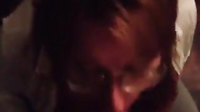 Closeup of woman deepthroating massive uncut cock, intense oral action