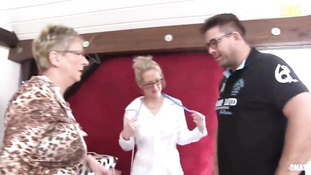 Omas Ziska & Erna in hot threeway with stud, nurse play