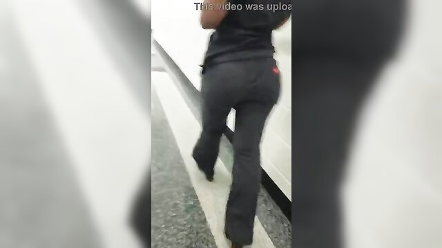 Thick gazoo nurse walking in tight pants showing huge ass