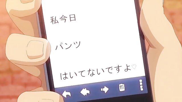 Anime JAV girl on phone texts 'Daddy I love you' closeup