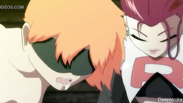 Anime Misty deepthroating huge Pokemon cock hentai