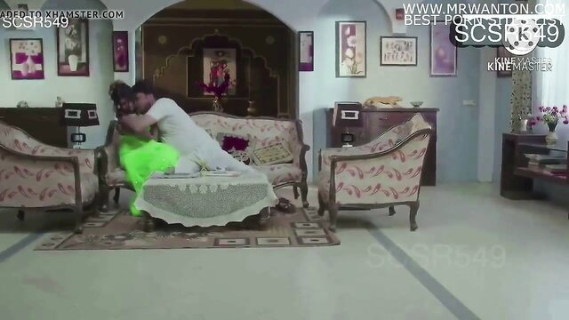Hot Desi village girl in yellow skirt fucked on couch by man