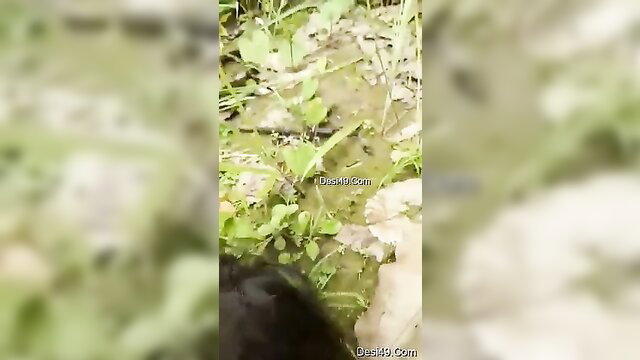 Super hot Desi girl pressing big boobs in green grass outdoor