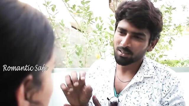 Indian student romances curvy teenage aunty outdoors, tense flirt