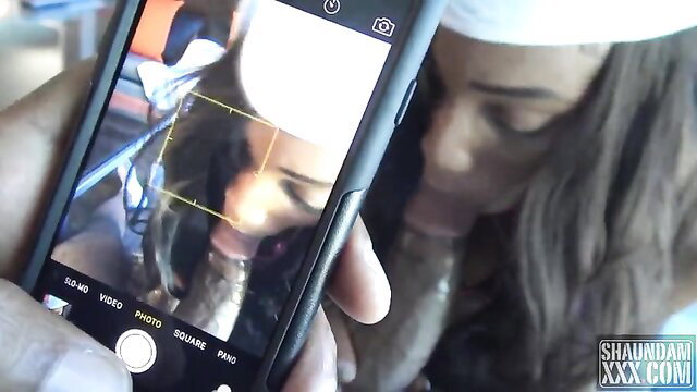 Chole graduation: black woman POV face closeup on phone screen