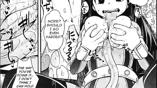 Tsuyu-chan My Hero Academia hentai girl sucking huge cock deepthroat