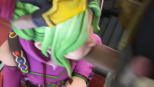 Fortnite Zoey green-haired hentai girl deepthroat facefuck oral