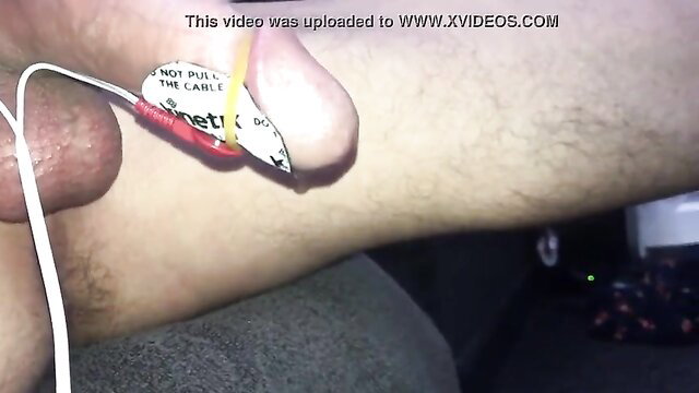 Male solo TENS electro stim on cock and balls massive cumshot