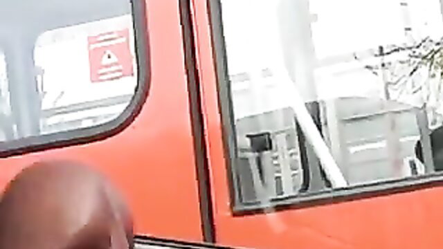 Day at the races red bus window tease, hot babe tongue out closeup