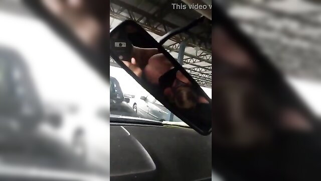 Hot blonde wife drilled by stranger in car POV rearview mirror