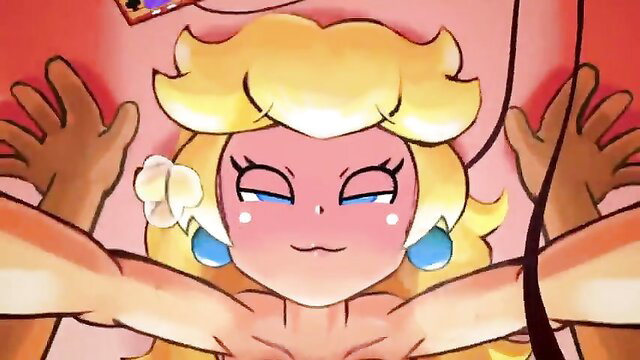 Princess Peach POV pumped by black hands tittyfuck creampie loop