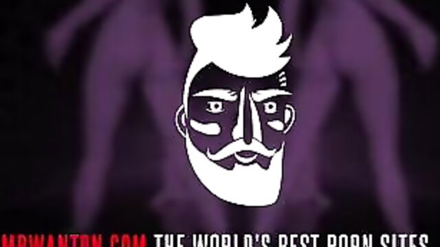 Silhouetted bearded man with intense gaze on purple background, top porn site promo