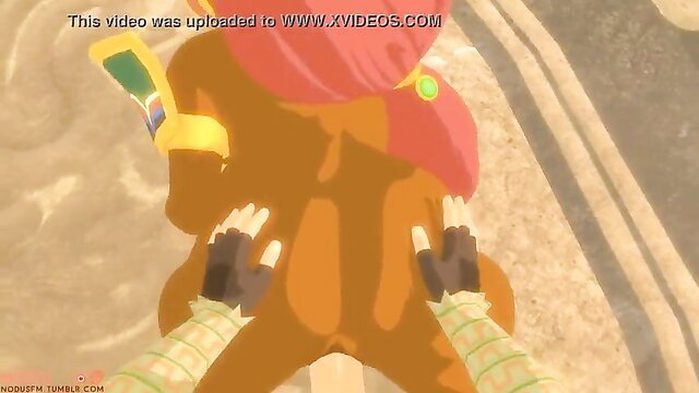 POV closeup of curvy brown furry ass in gloves from Link and Urbosa erotic short
