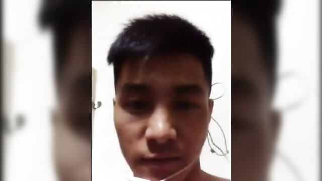 Attractive Chinese guy solo jerk off closeup