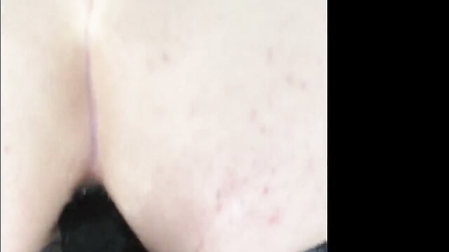 Closeup of pale submissive girl's big white ass and pussy masturbating