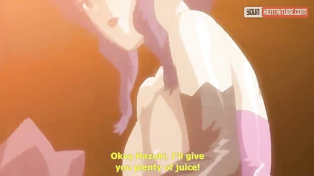 Purple-haired anime hentai girl Oken Hazoya promises plenty of juice in JAV scene