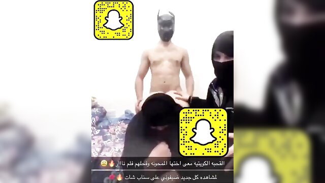 Batman mask Arab man bareback fucking niqab woman doggy amateur