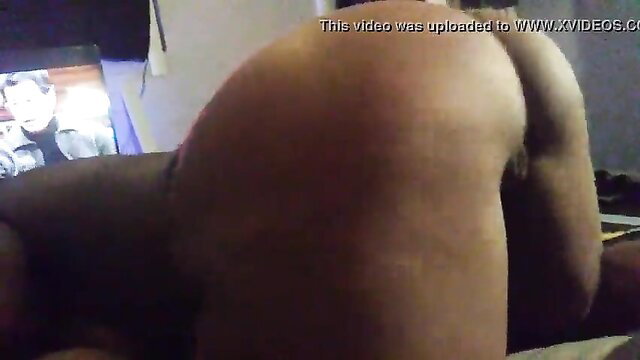 Amateur big ass ebony MILF twerking closeup from behind