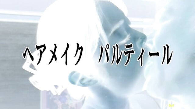 Two hot Japanese babes in nylons kissing passionately, fetish tease